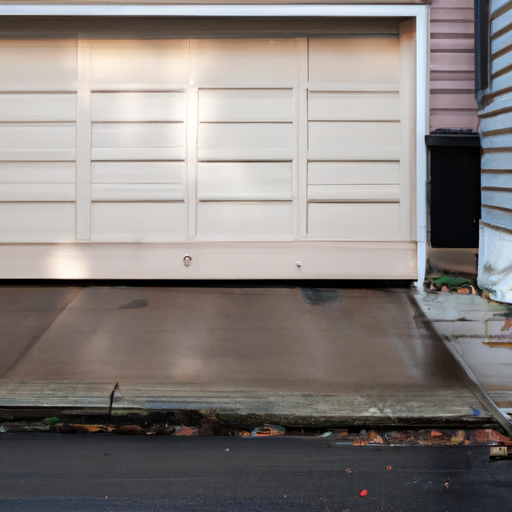 Insulated sectional garage door on a Somerville residential driveway with visible bottom seal and weatherstripping.